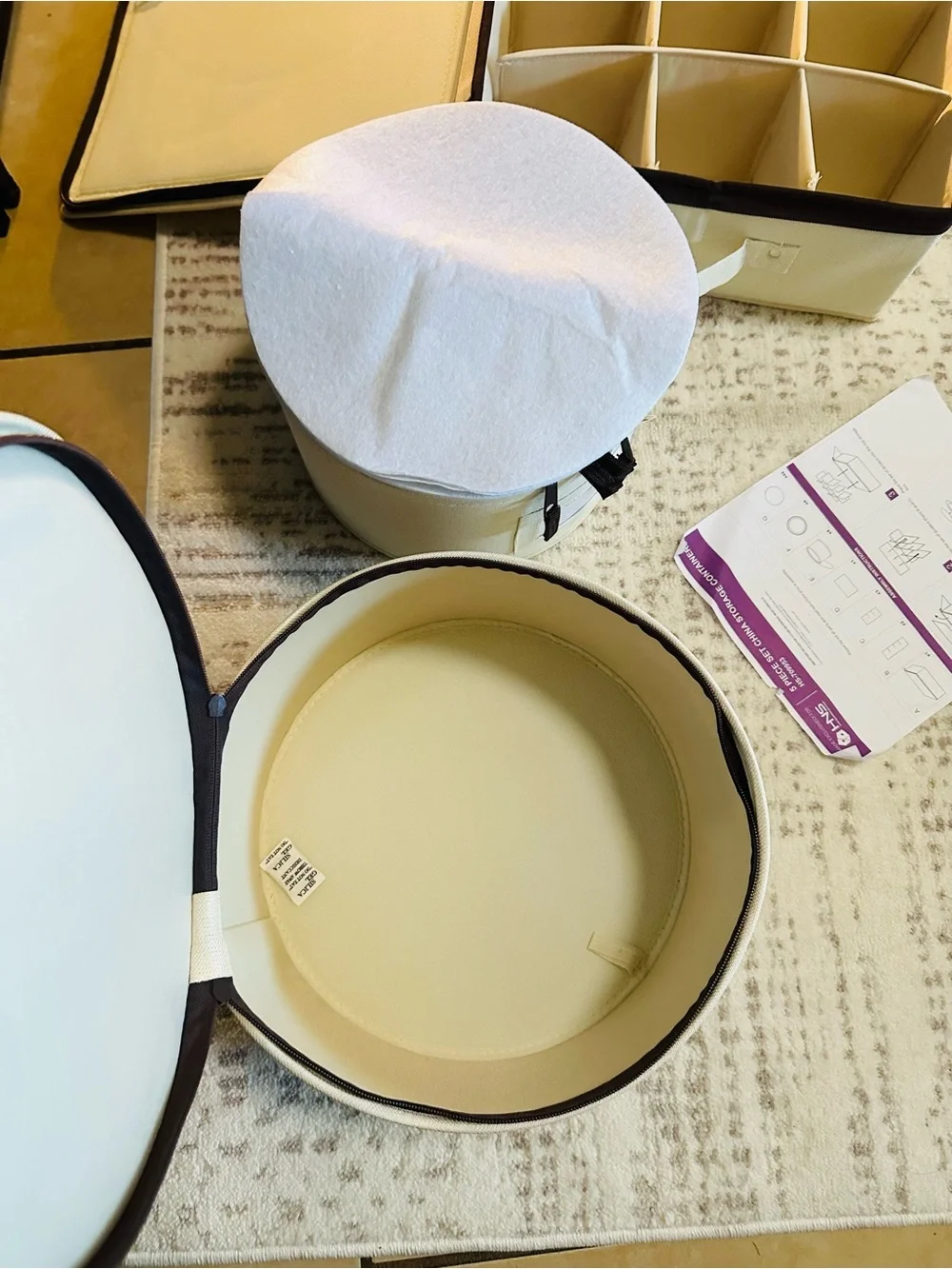 Beige Padded Mug and Dish Storage Box - Beige